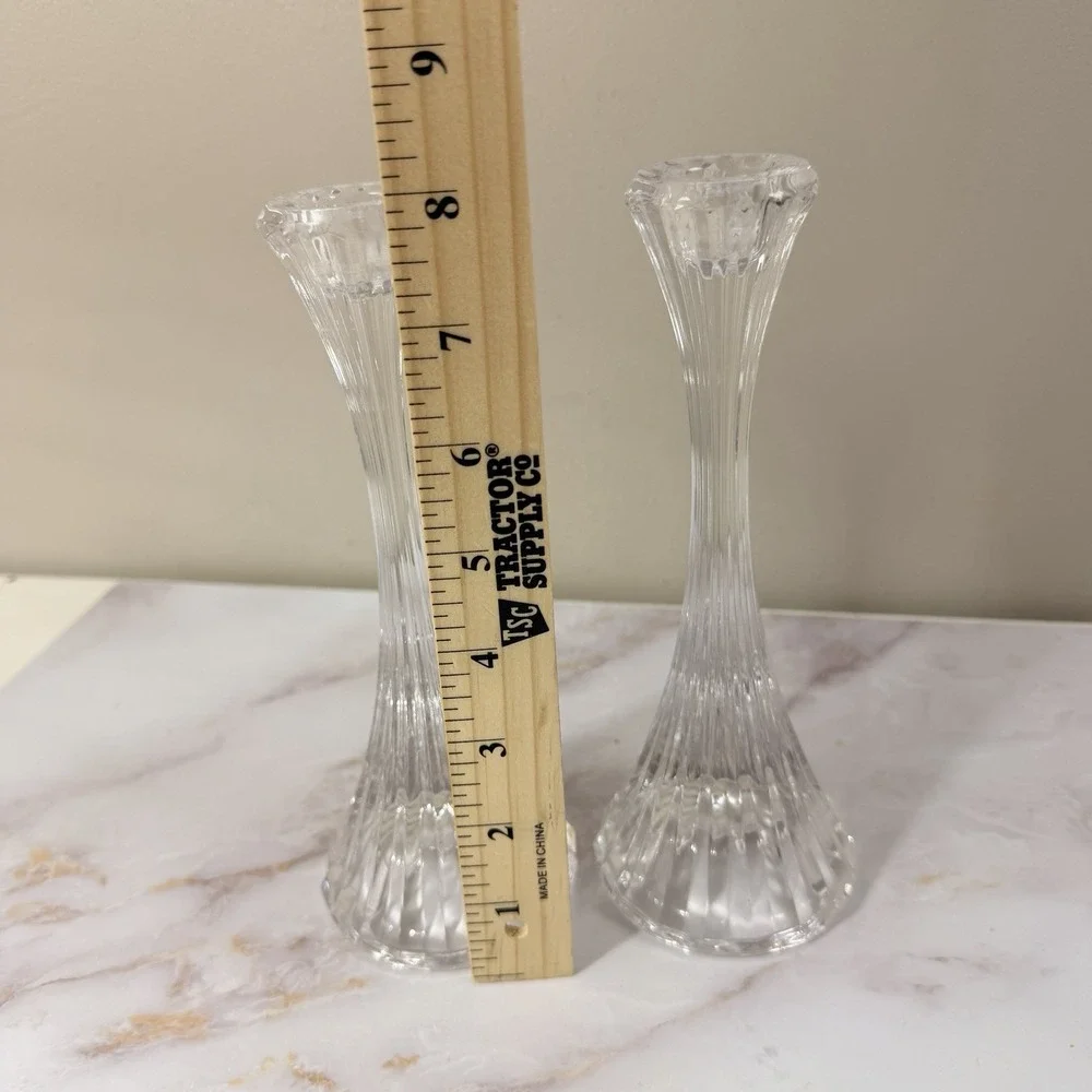 Mikasa Crystal Candle Holders Set 2 Clear‎ Glass Taper Vintage Elegant